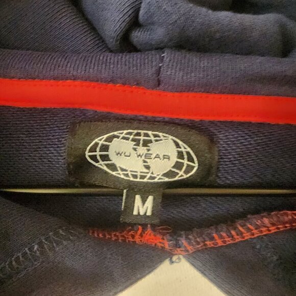 90s Wu-Wear WuTang Red White Blue Color Block Sweatshirt Hoodie Mens Medium - Picture 4 of 8